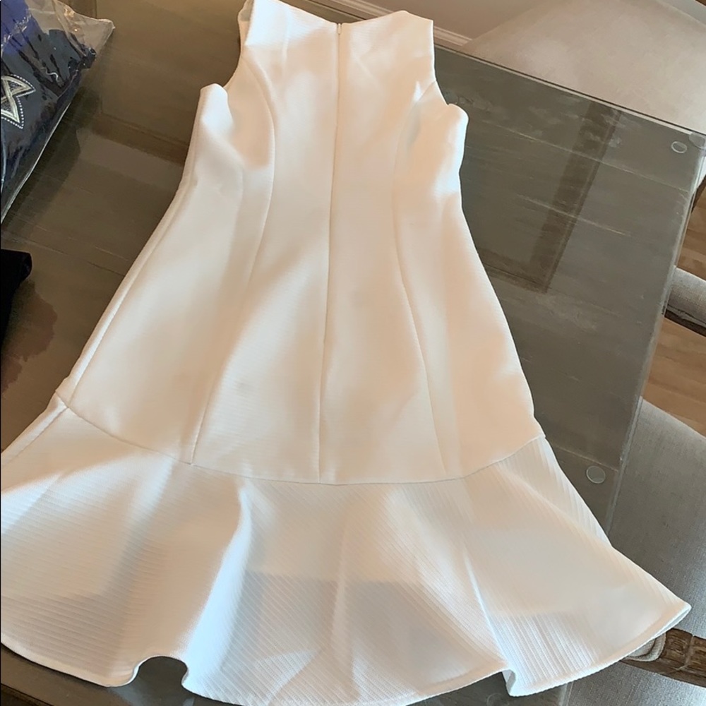 White mini bottom flare dress